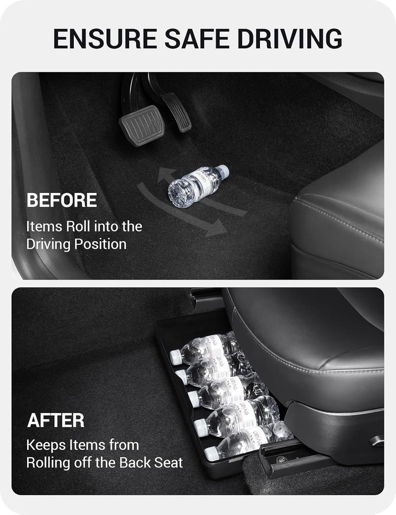 Basenor 2Pack Tesla Model Y Under Seat Storage Box, Waterproof Hidden Storage Underseat Organizer with Lid Cover Tray for 2020-2024 Model Y Accessories - Image 2